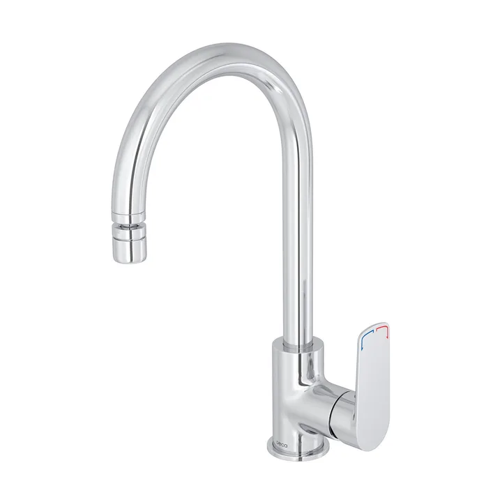 Torneira Misturador de Pia para Cozinha com Bica Alta Articulável Cromada Level One Deca