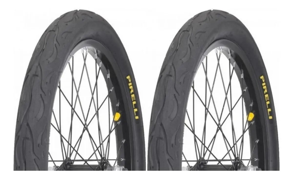 Par Pneu Aro 20x2.125 Bicicleta Pirelli Balão Tornado Flame Cor Preto