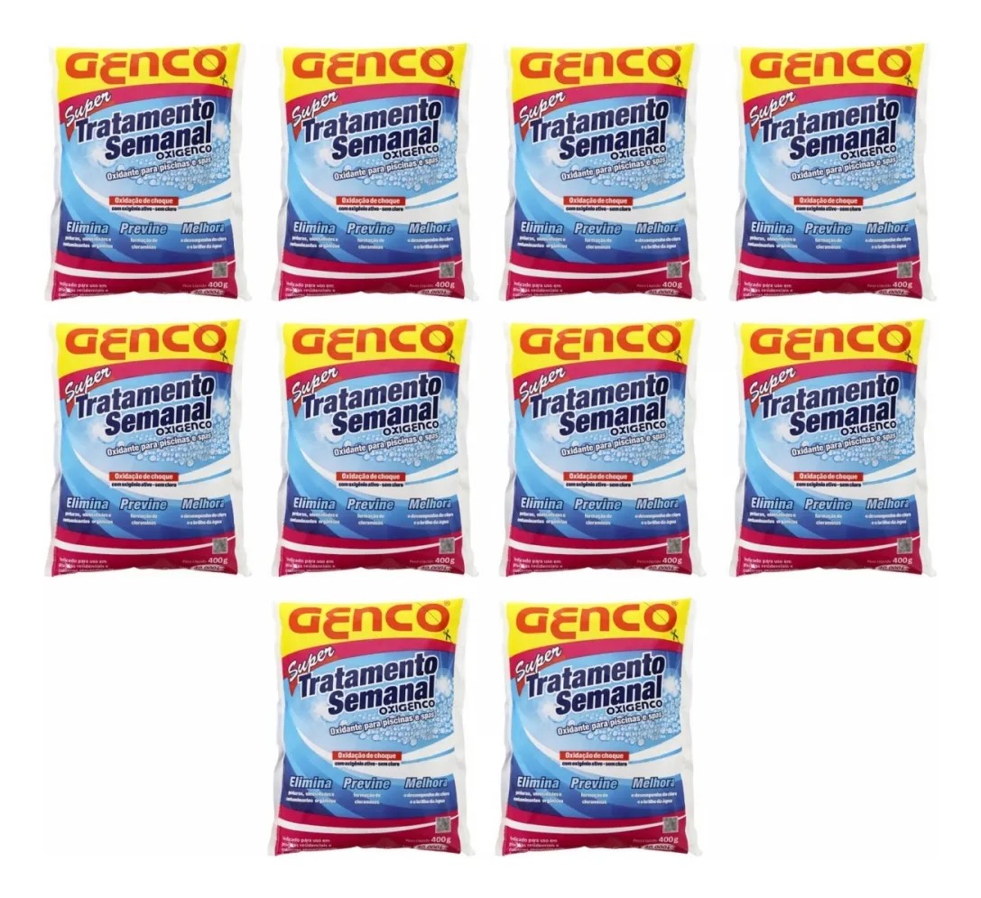 10 Super Tratamento Semanal Genco Para Piscina Oxigenco 400g