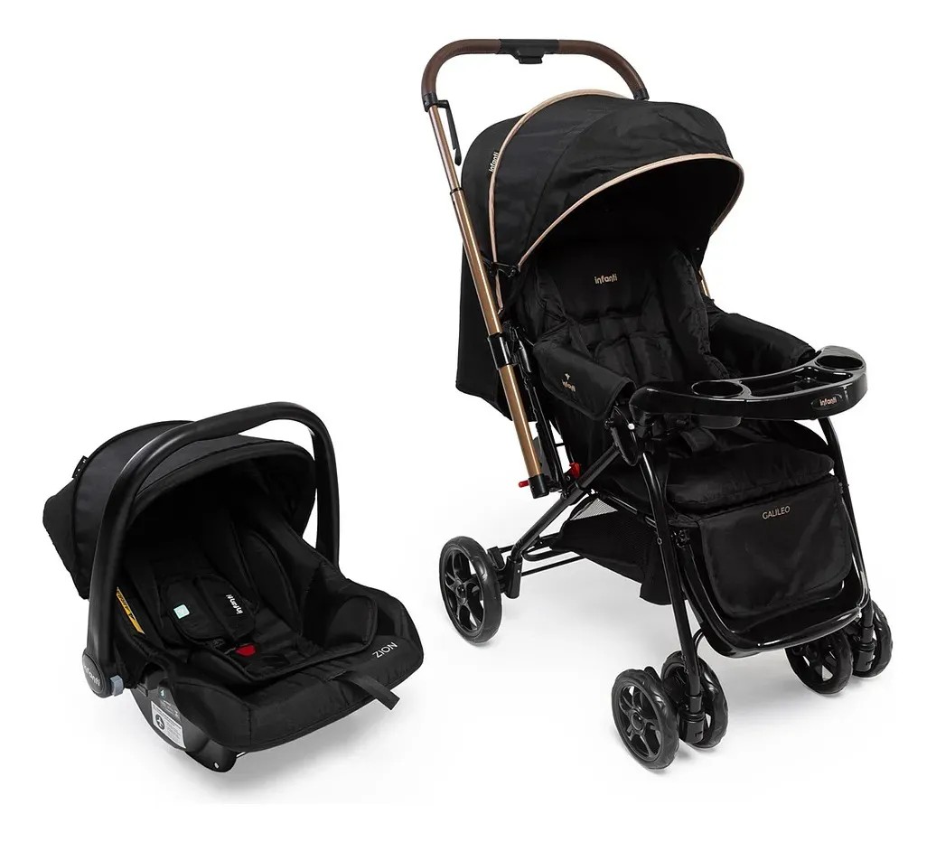 Carrinho De Bebê De Paseio Travel System Infanti Galileo Travel System Preto Mocca